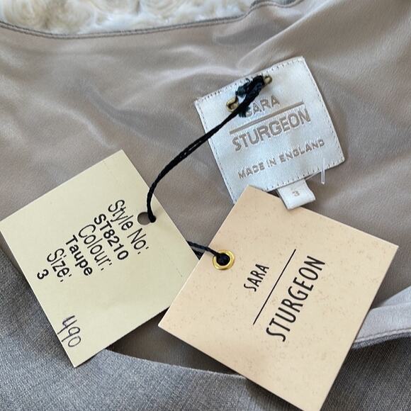 VINTAGE SARA STURGEON SLEEVELESS TAUPE MAXI DRESS SIZE 3 - Picture 3 of 11